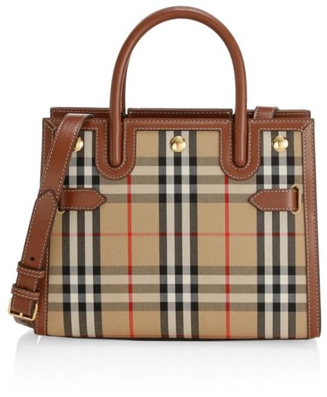 burberry mini title vintage check leather satchel|Burberry leather top handles.